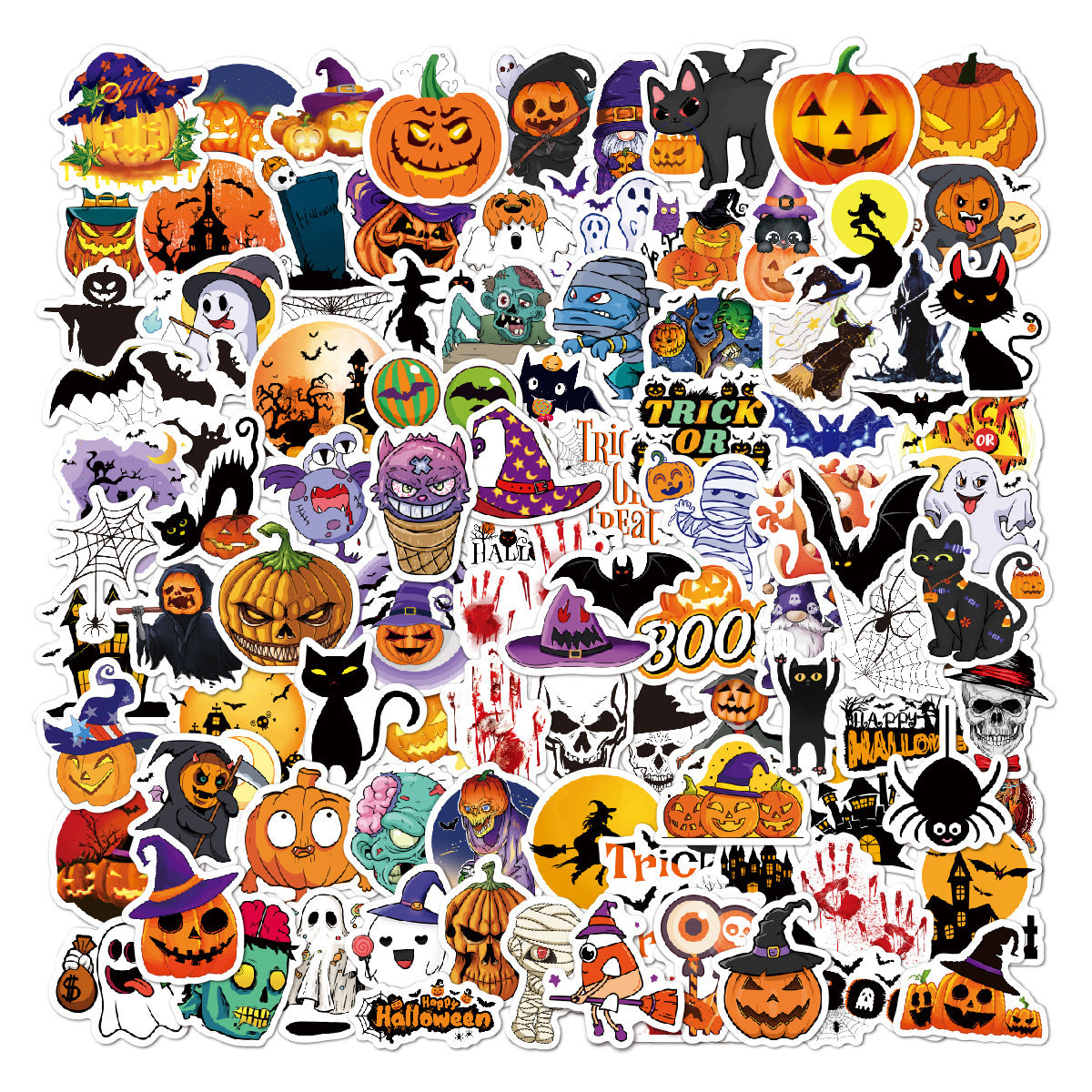 🕸️ Halloween Stickers Cartoon Graffiti Holographic Vinyl Set – 50PCS 🎃👻✨ Kawaii Stickers