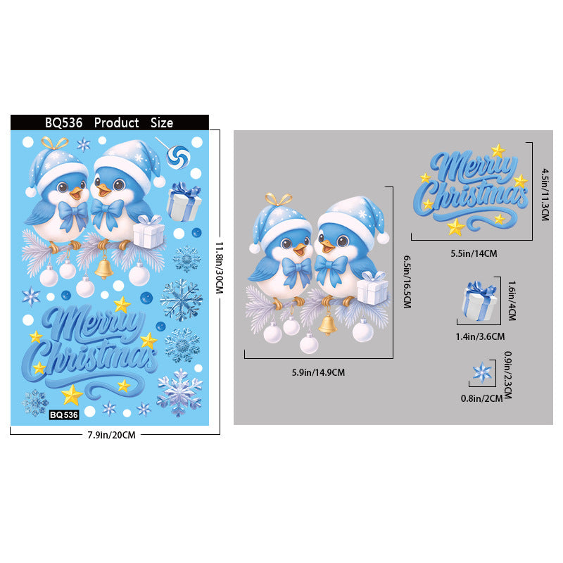 🎄 Christmas Stickers – Holiday Decorations with Christmas Tree, Snowman & Snowflake Window Clings 🎅 BQ536 Kawaii Stickers