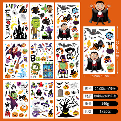 Halloween Window Stickers-Spooky Haunted Castle – Double-Sided Static Cling Ghost, Pumpkin & Zombie Glass Décor 👻🕸️ Kawaii Stickers