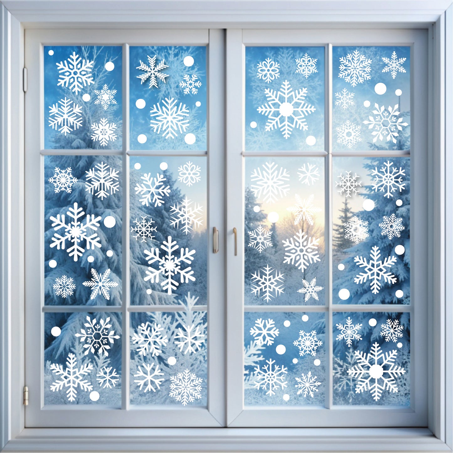 ❄️ Snowflake Window Stickers –8Pack White- Christmas Holiday Glass Décor 🎅✨ Kawaii Stickers