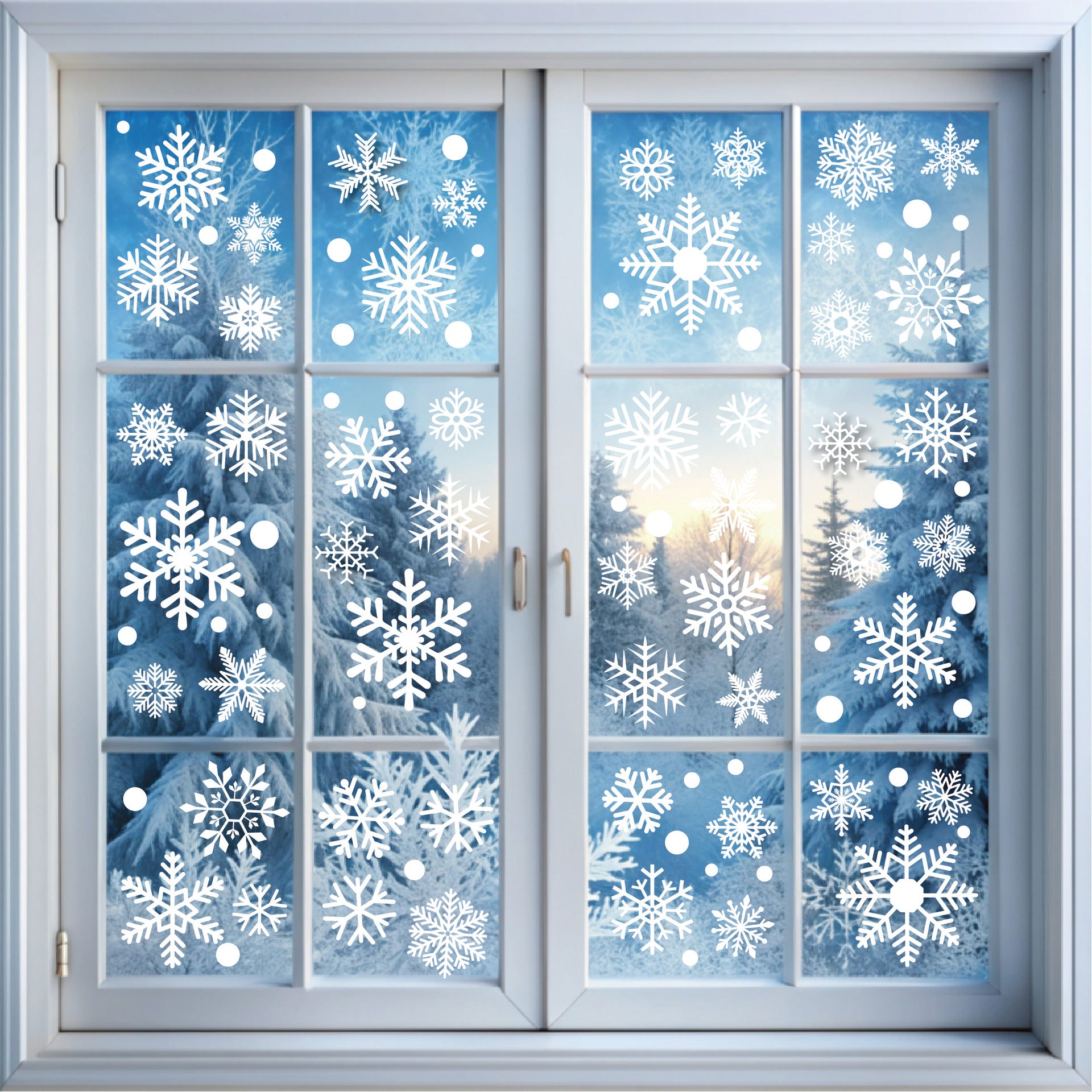 ❄️ Snowflake Window Stickers –8Pack White- Christmas Holiday Glass Décor 🎅✨ Kawaii Stickers