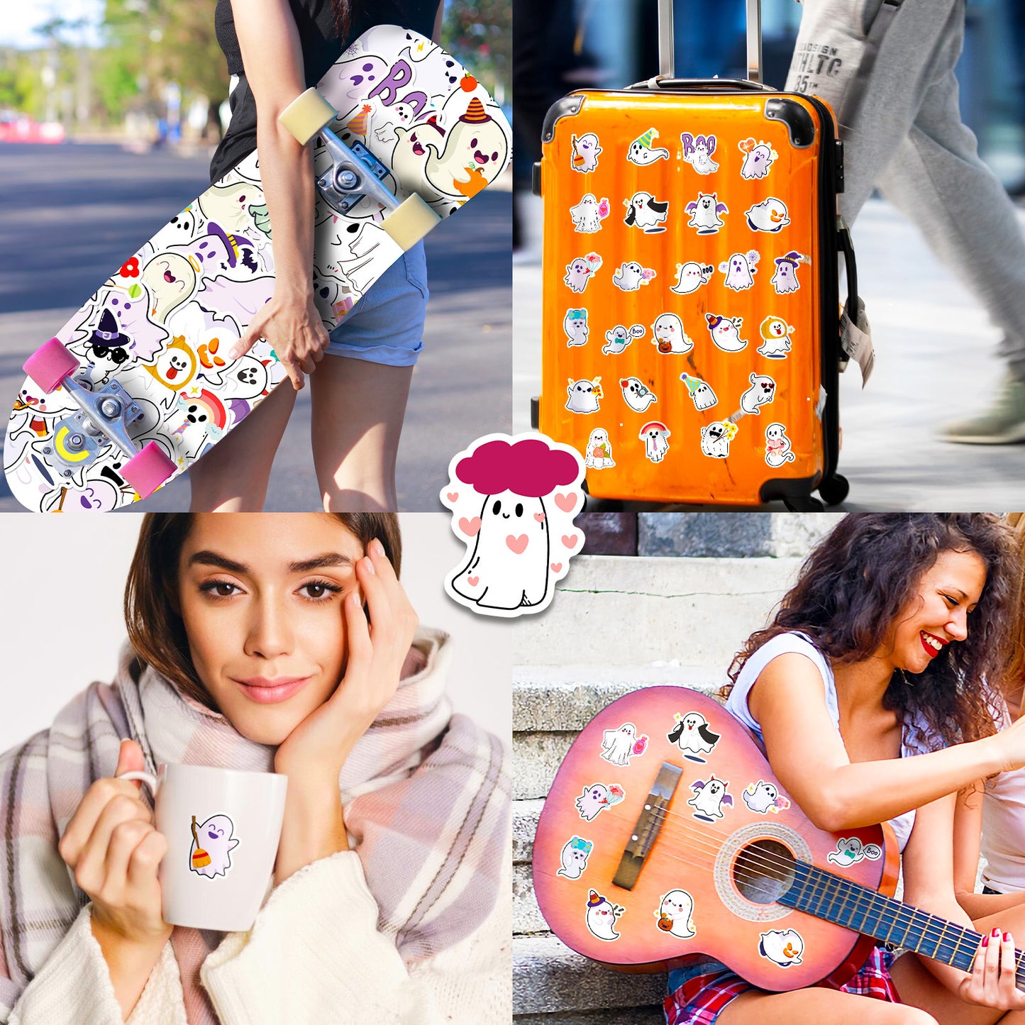 halloween stickers – Cute Ghost Stickers Set for Spooky DIY Decor