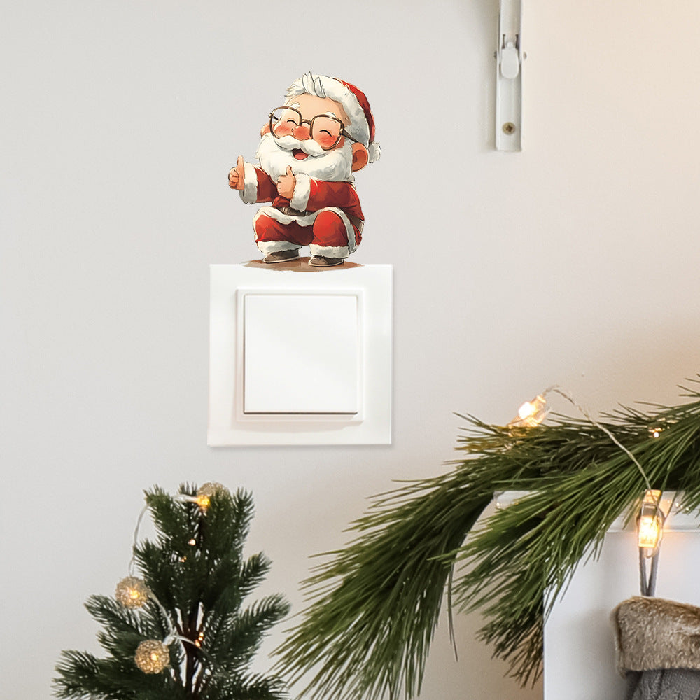 🎅 Thumbs-Up Santa Christmas Wall Stickers – Cute Self-Adhesive PVC Décor 🎄✨ Kawaii Stickers