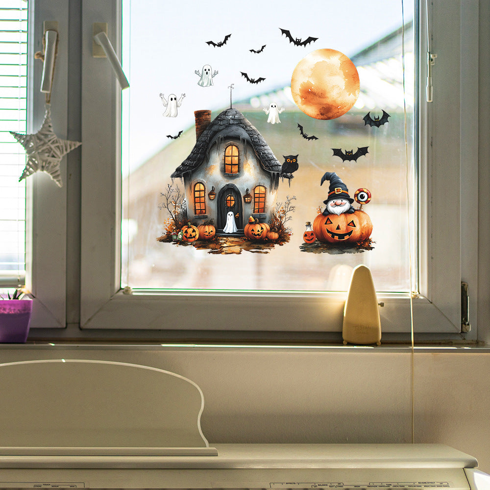 🎃 Halloween Painted House Static Window Stickers – No Glue, Just Spooky Fun 👻 Kawaii Stickers