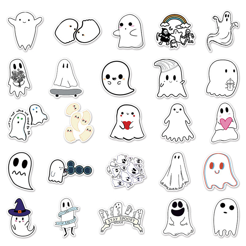 Halloween Stickers  Cute Ghost Graffiti Halloween Sticker Pack (50pcs)