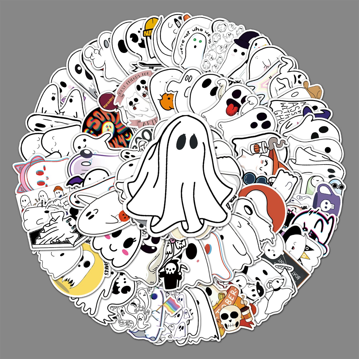 Halloween Stickers – Adorable Ghost Decals for Spooky Fun(100pcs)