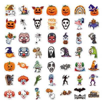 🕸️ Halloween Stickers Cartoon Graffiti Holographic Vinyl Set – 50PCS 🎃👻✨ Kawaii Stickers