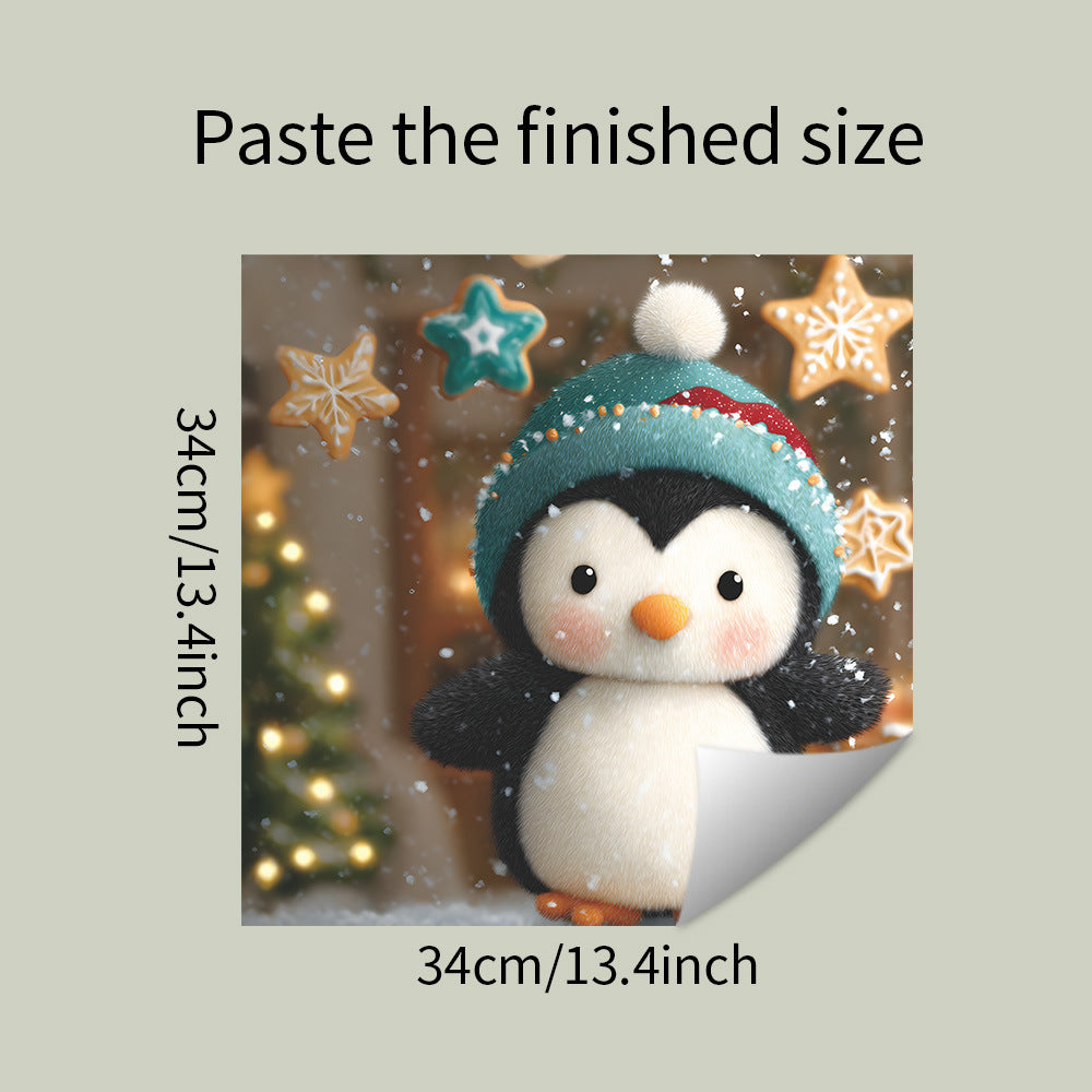 ❄️ Christmas Night Penguin Stickers – Self-Adhesive Snowy Holiday Decor 🎄 34*34 Kawaii Stickers