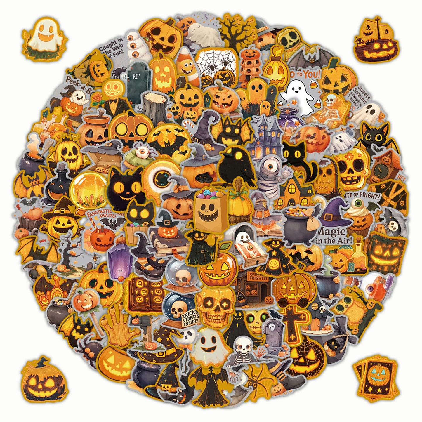 🎃 200PCS Halloween Stickers Gift Box – Holographic Vinyl Graffiti Waterproof Set 👻✨ Kawaii Stickers