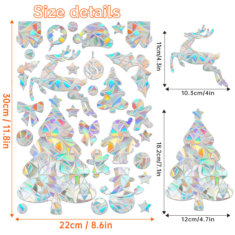 🎄 Holographic Snowflake Window Stickers – Christmas Reindeer & Festive Glass Decor ❄️✨ Kawaii Stickers