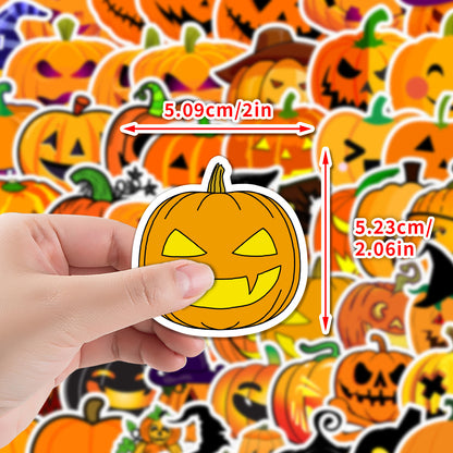 🎃 50pcs Halloween Pumpkin Stickers – Waterproof Vinyl Decals for Cars, Phones, Water Bottles & Holiday Decoration TQ50-0324 Kawaii Stickers