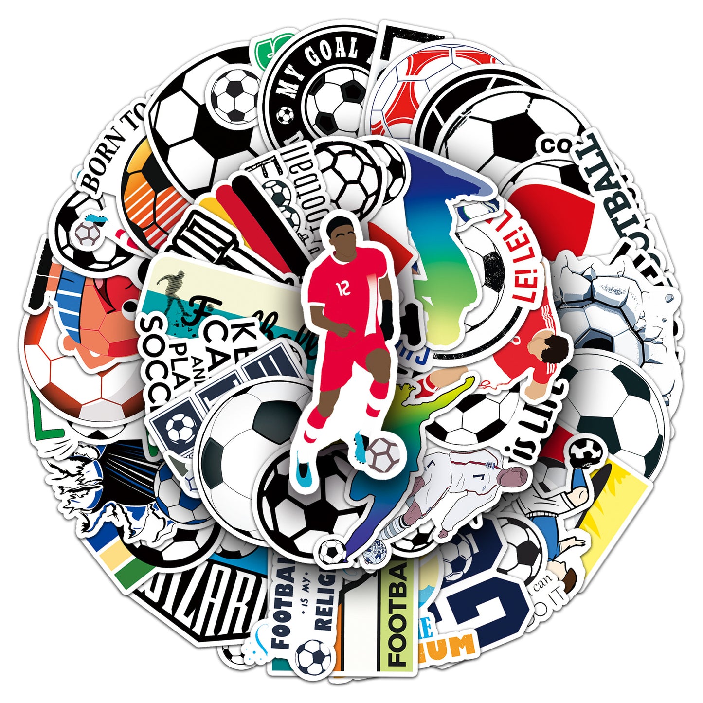 Football Stickers – 50Pcs Sport Designs – High-Definition Waterproof PVC – For Water Bottles, Laptops, Skateboards, Suitcases, Phones – Kawaii Stickers Kawaii Stickers