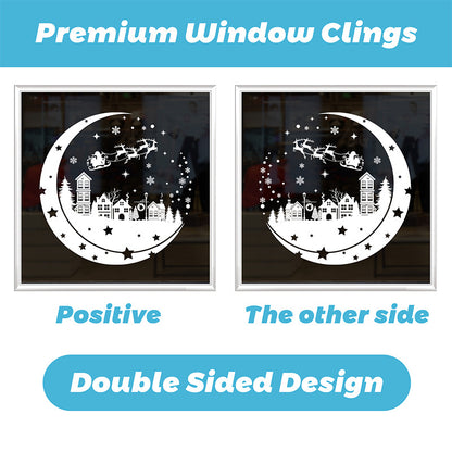 Snowflake Window Stickers ❄️ Christmas Reindeer & Santa Static Cling Stickers for Windows | Large Snowflake Stickers Window Decor Kawaii Stickers