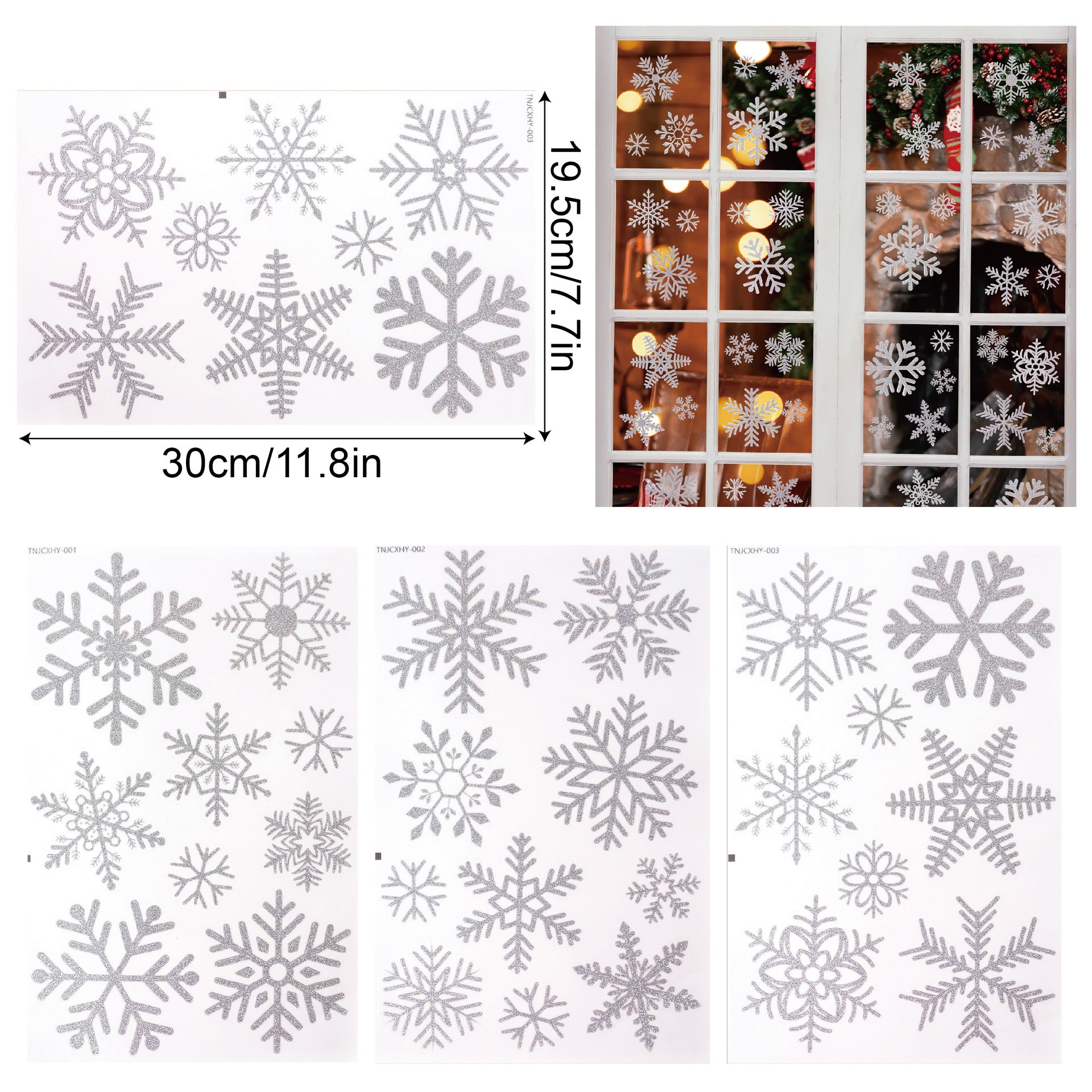 ✨ Glitter Snowflake Window Stickers – Gold & Silver Holiday Glass Decals 🎄 Kawaii Stickers