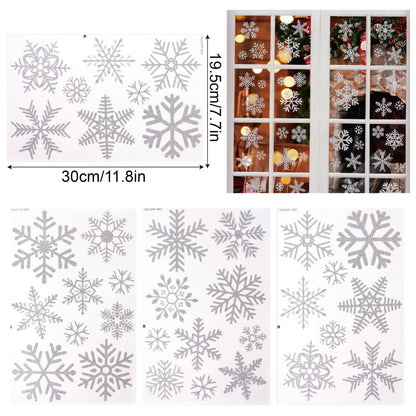 ✨ Glitter Snowflake Window Stickers – Gold & Silver Holiday Glass Decals 🎄 Kawaii Stickers