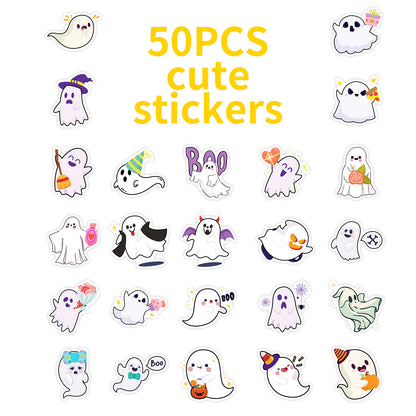 🎃 Halloween Stickers – 50pcs Cute Ghost Doodle Halloween Stickers Set