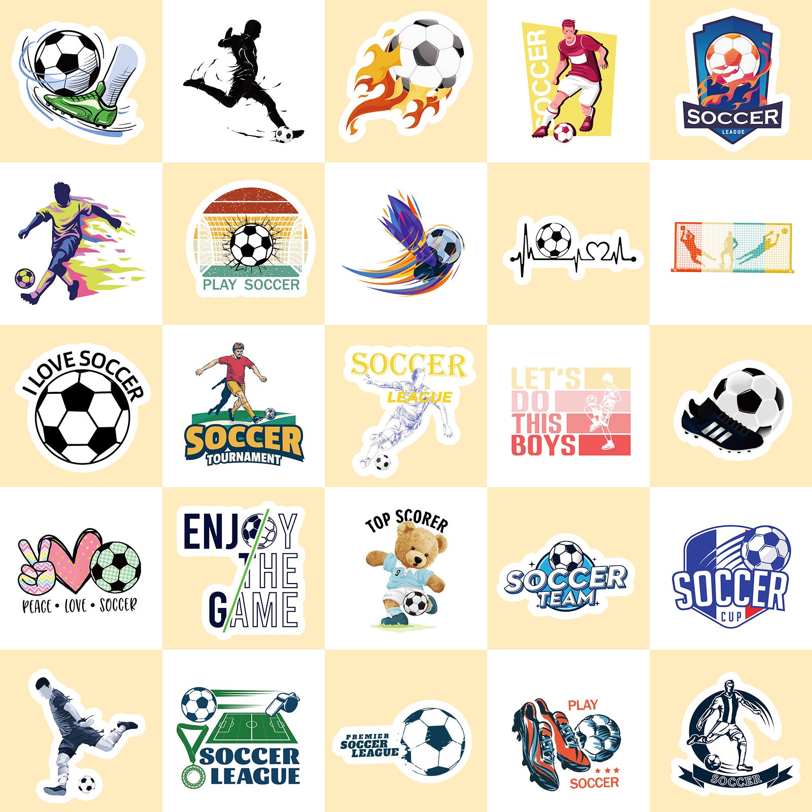 ⚽ 50PCS Football Stickers – Waterproof PVC World Cup Stars & Trophy Pack – Cool Stickers for Water Bottles, Laptops & iPhones Kawaii Stickers