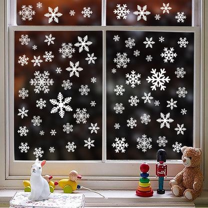 🎄 White & Blue Snowflake Window Stickers – Static Cling Christmas Window Decals for Holiday Decor 🎄 Kawaii Stickers