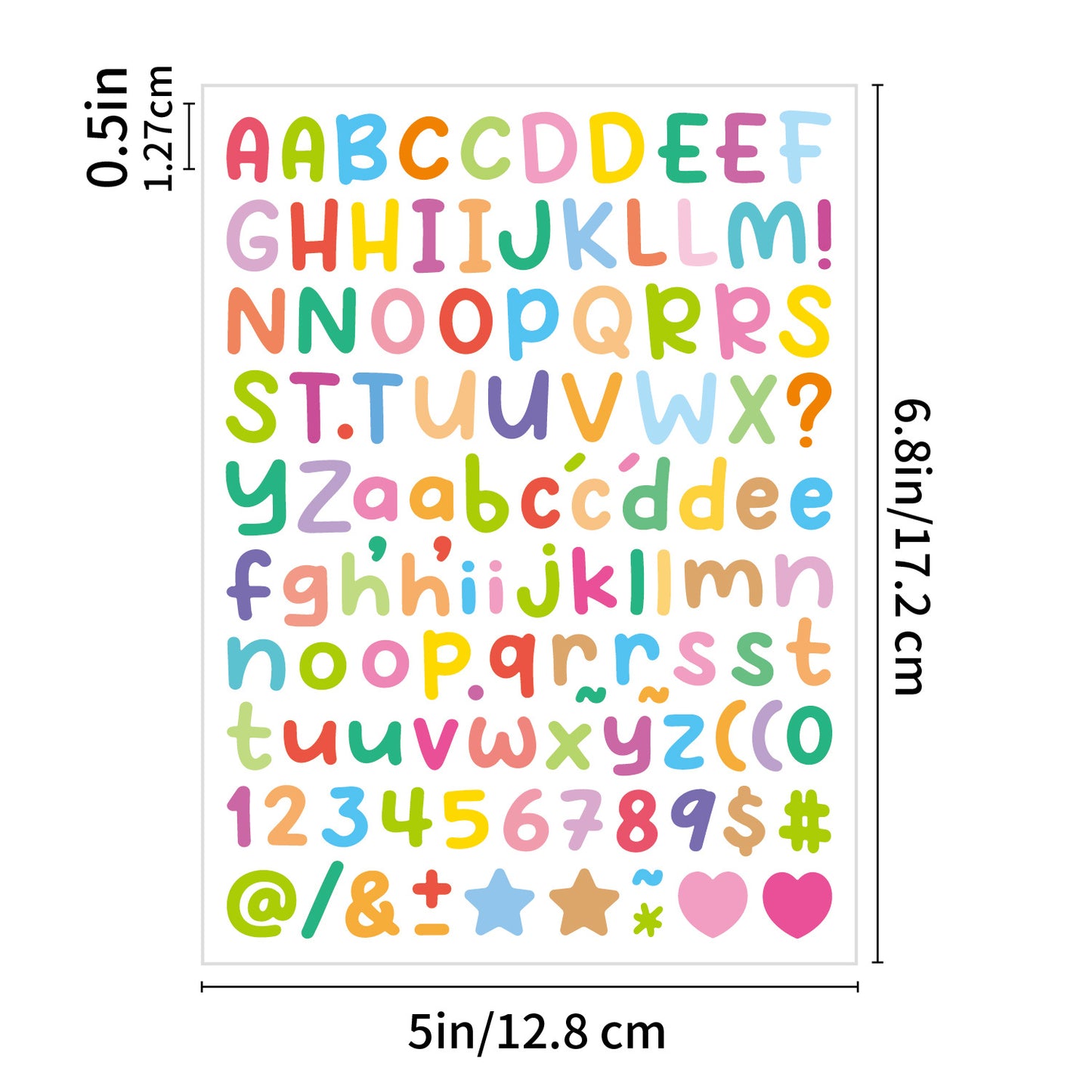 10PCS 0.5 Inch English Alphabet Stickers Small Size Decorative Scrapbook Letter Stickers Waterproof Stickers 0.5inch - Candy Color (P245) Kawaii Stickers