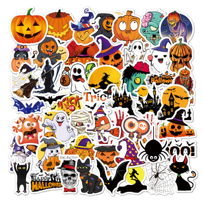 🕸️ Halloween Stickers Cartoon Graffiti Holographic Vinyl Set – 50PCS 🎃👻✨ Kawaii Stickers