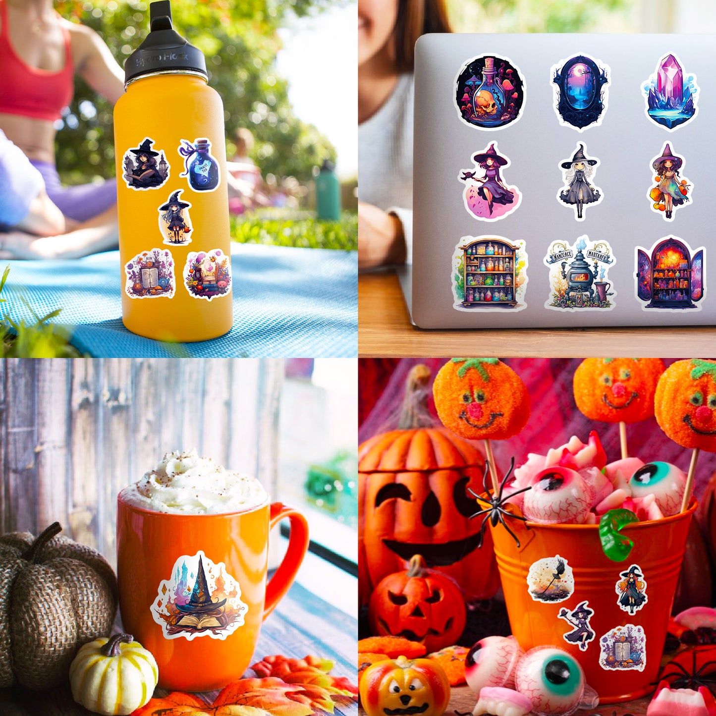 Halloween Stickers – 50pcs Magical Witch DIY Stickers