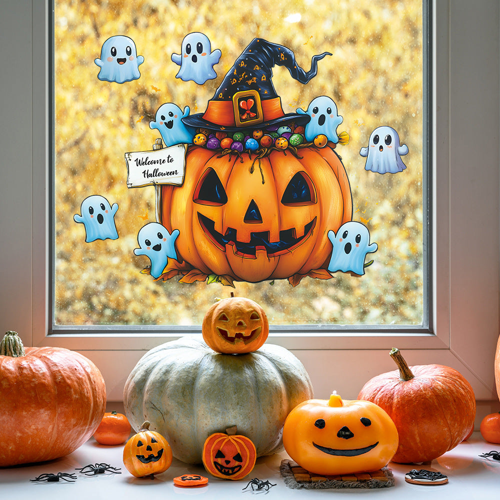 🎃 Halloween Cartoon Ghost & Pumpkin Static Cling Window Stickers 👻🪟✨ Kawaii Stickers