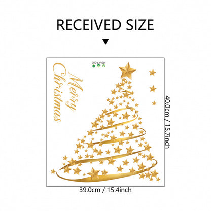 🎅 Large Cartoon Santa Claus Christmas Wall Stickers – Festive Reindeer & Christmas Tree Design 🎄✨ 40*40cm XA083 Kawaii Stickers