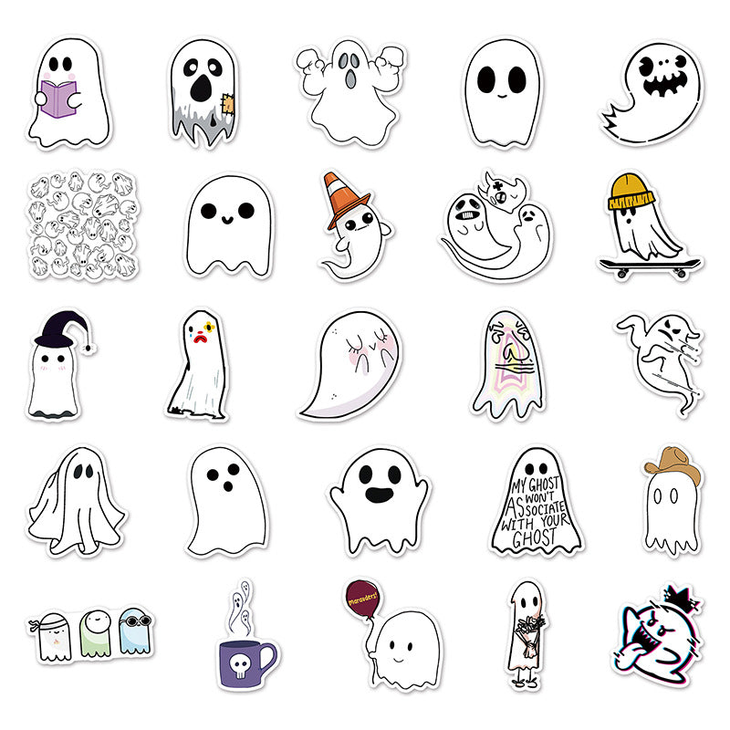 Halloween Stickers – Minimal Ghost Graffiti Decal Set(50pcs)