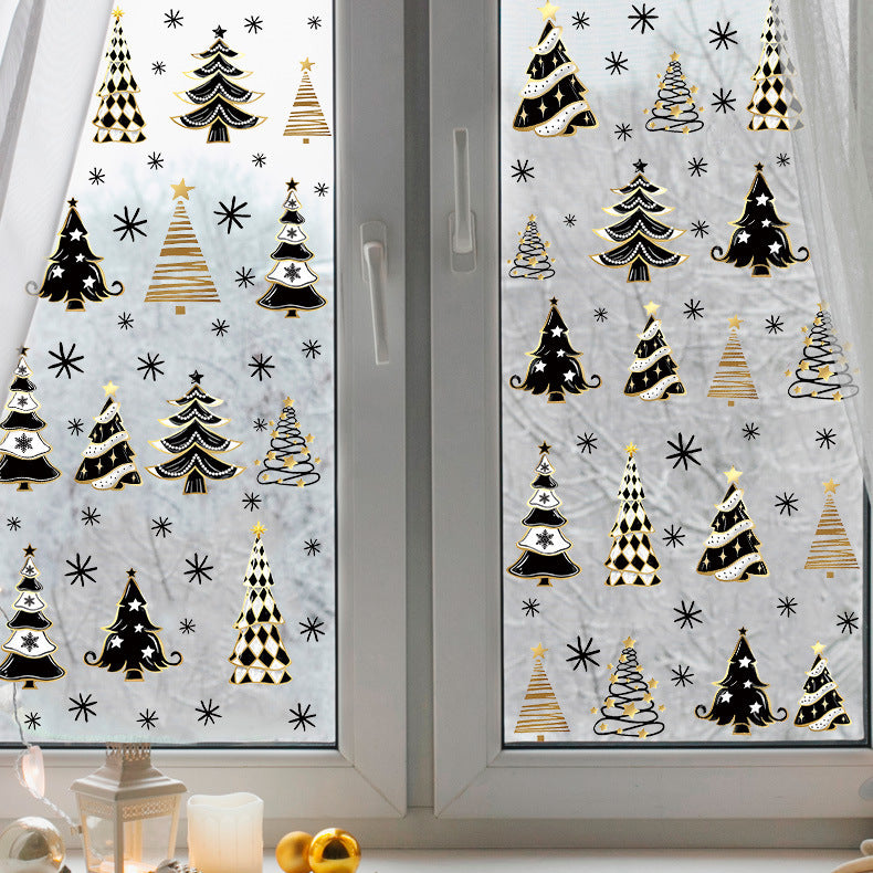 Elegant Gold Christmas Tree Stickers for Window Decor