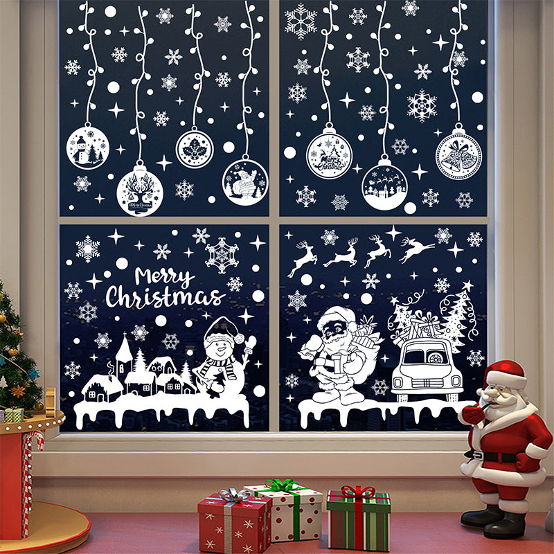 Snowflake Window Stickers ❄️ Christmas Reindeer & Santa Static Cling Stickers for Windows | Large Snowflake Stickers Window Decor Kawaii Stickers