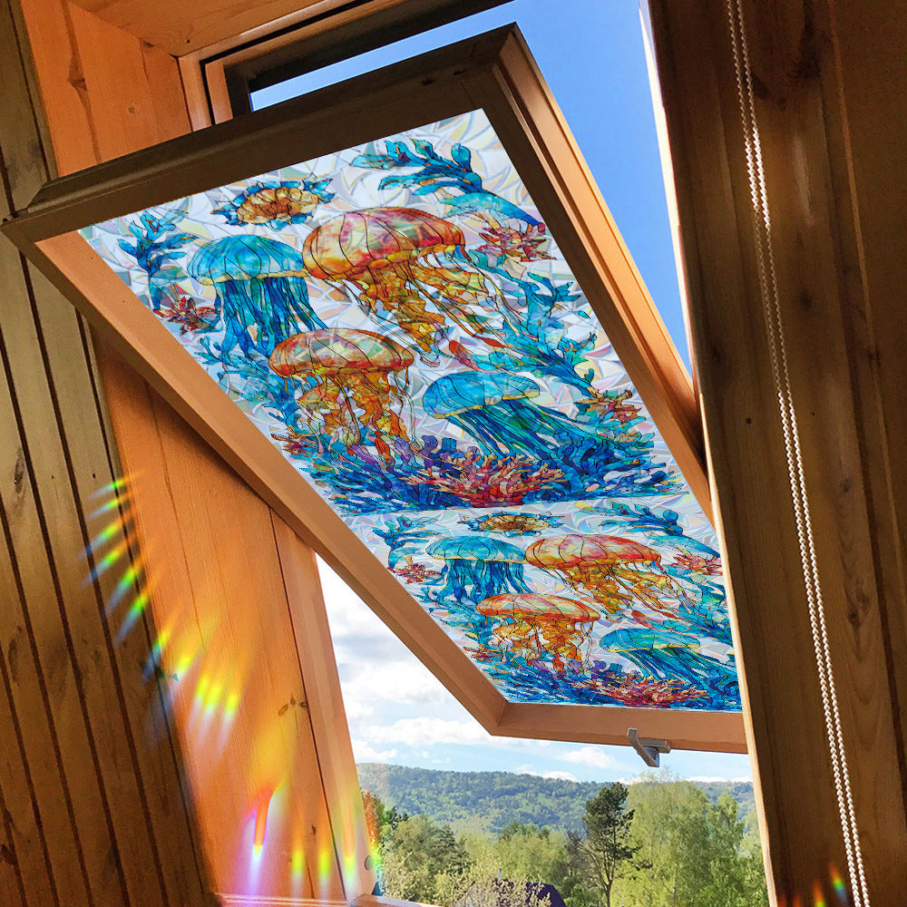 🌊 Holographic Dreamy Jellyfish & Coral Window Stickers – Ocean Vibes for Your Bathroom 🌊 Kawaii Stickers