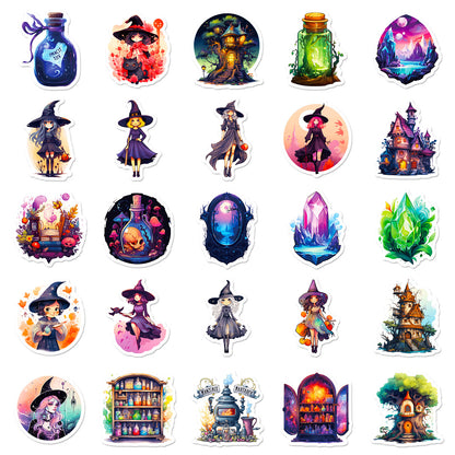 Halloween Stickers – 50pcs Magical Witch DIY Stickers