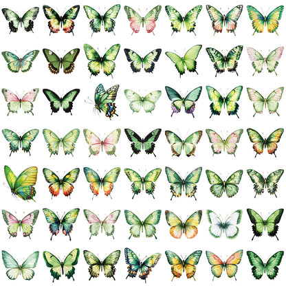 🦋🌈 50pcs Colorful Transparent Butterfly Stickers | Waterproof PET Stickers for Journals, Notebooks, Cups ☕, Guitars & DIY Crafts 🎨✨ Kawaii Stickers