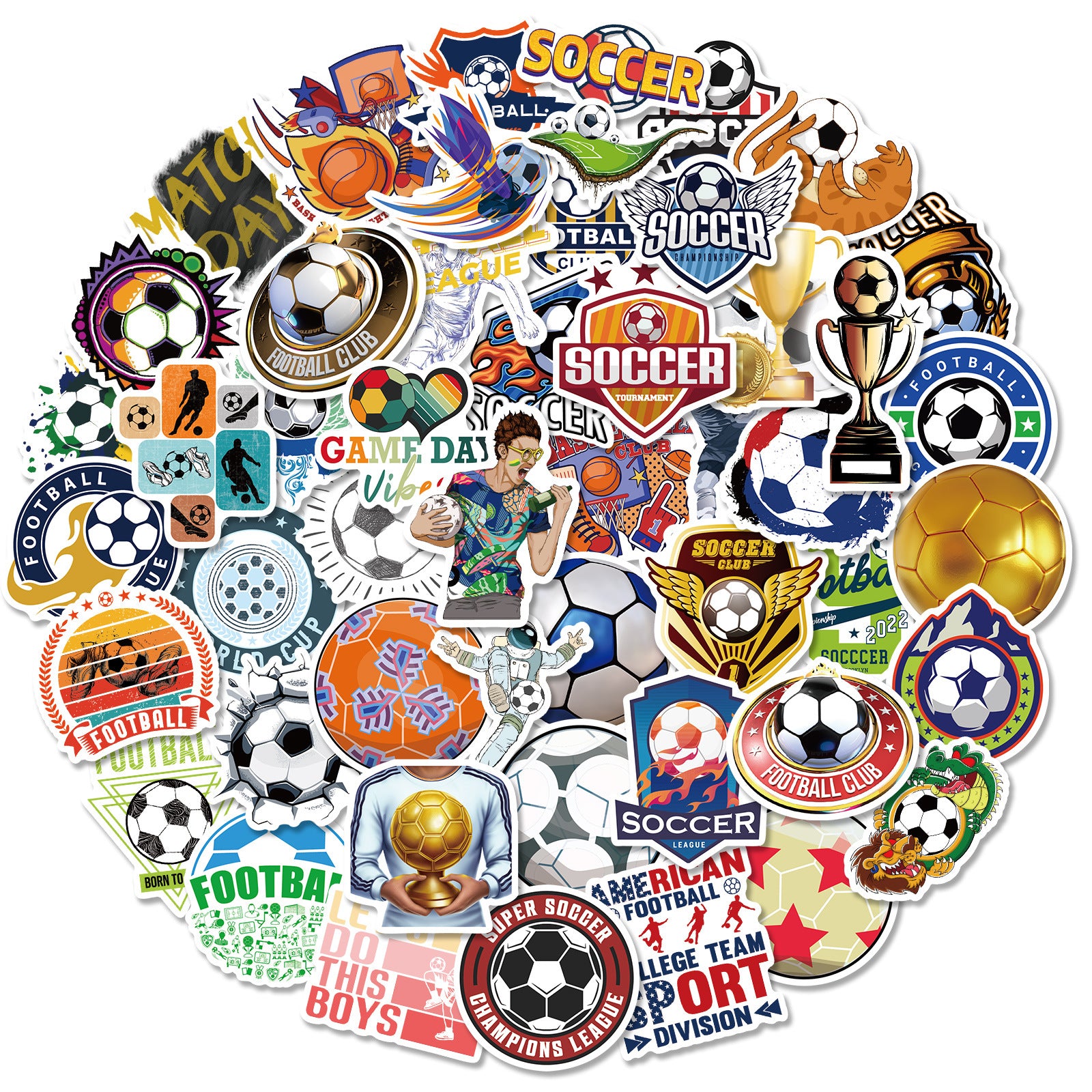 🏆 50Pcs Trophy Football Stickers – World Cup & European Cup Edition ⚽✨ Kawaii Stickers