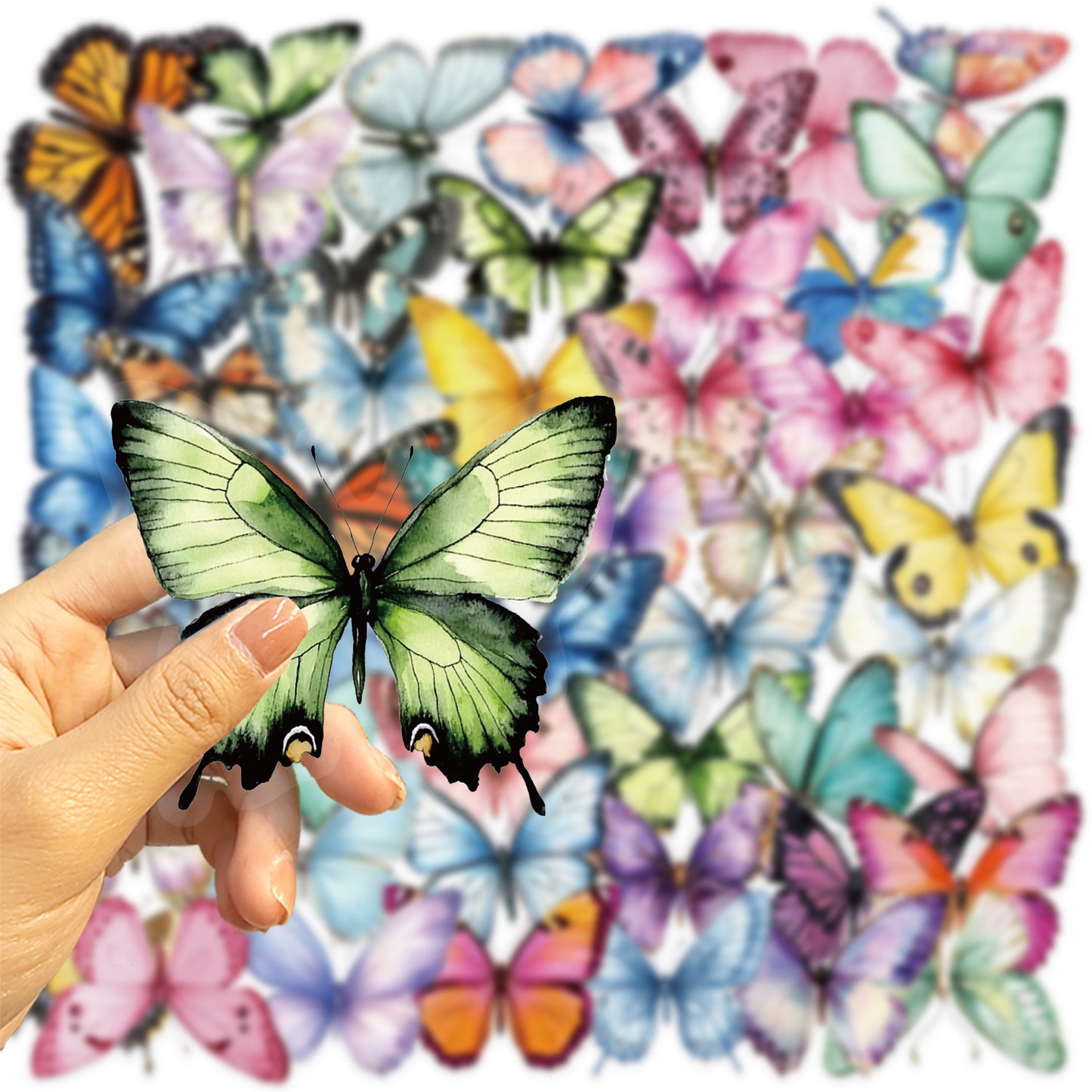 🦋 50 Pcs Transparent Butterfly Stickers Book Waterproof PET Insect Stickers for Water Bottles, Laptops, Journals, Guitars and Scrapbooking Kawaii Stickers