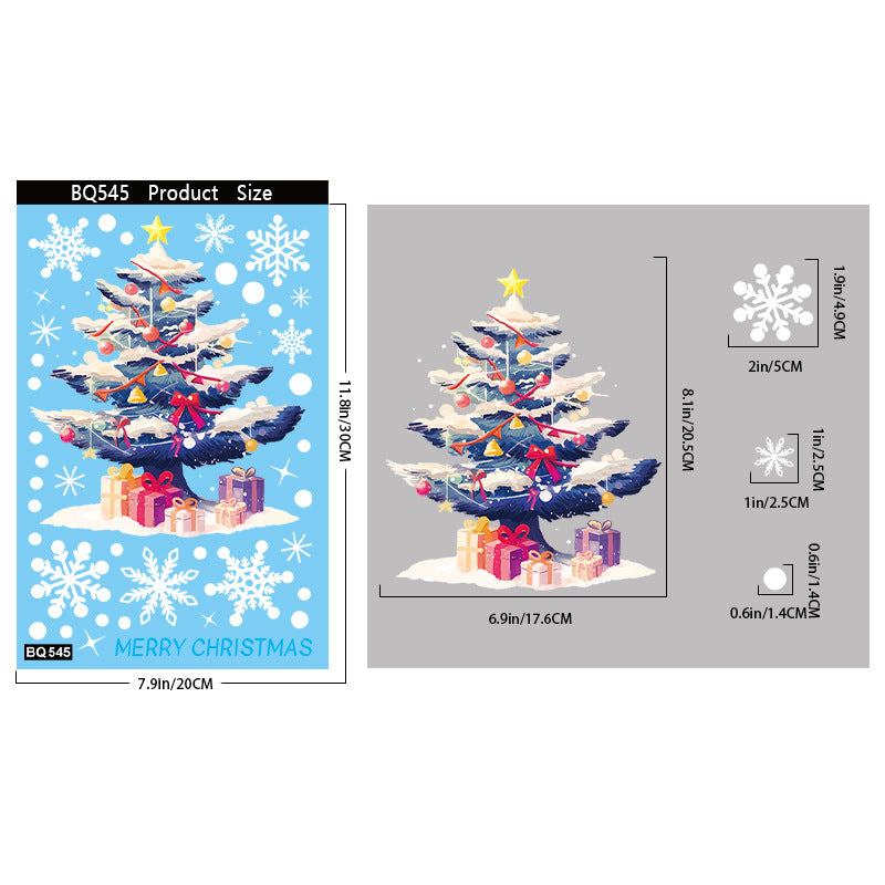 🎄 Christmas Stickers – Holiday Decorations with Christmas Tree, Snowman & Snowflake Window Clings 🎅 BQ545 Kawaii Stickers
