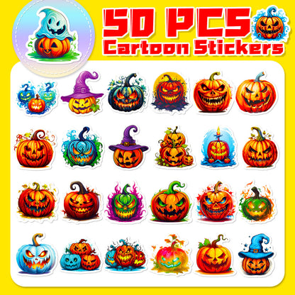 Halloween Stickers – 50pcs Pumpkin Halloween Stickers Set 🎃