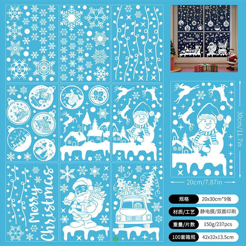 Snowflake Window Stickers ❄️ Christmas Reindeer & Santa Static Cling Stickers for Windows | Large Snowflake Stickers Window Decor Kawaii Stickers