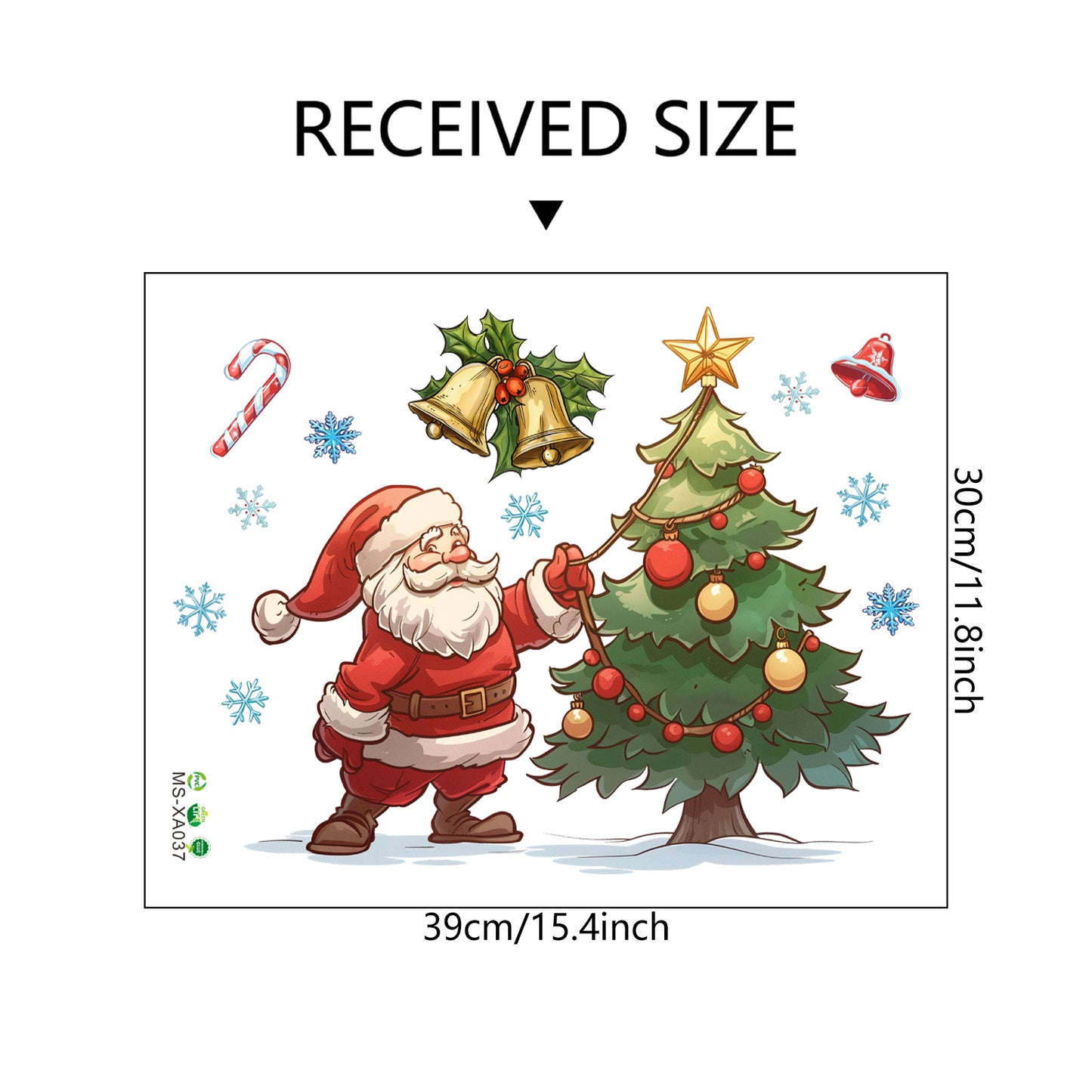 🎅 Large Cartoon Santa Claus Christmas Wall Stickers – Festive Reindeer & Christmas Tree Design 🎄✨ Kawaii Stickers