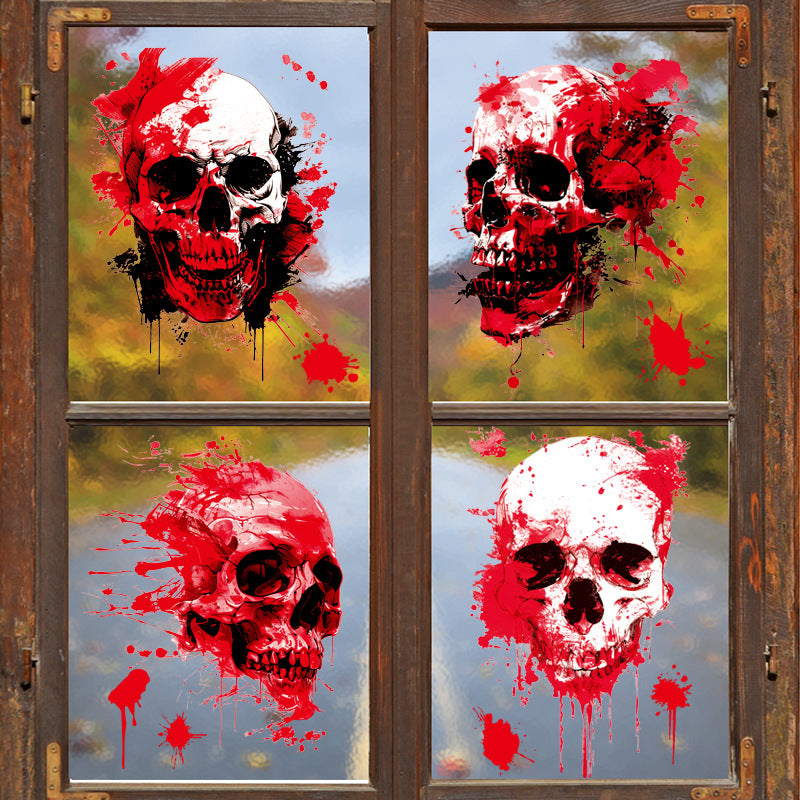 Halloween Scary Skull & Bloody Handprint Window Stickers – Product Detail Page 🎃🩸👻 Kawaii Stickers