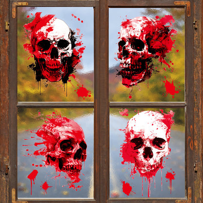 Halloween Scary Skull & Bloody Handprint Window Stickers – Product Detail Page 🎃🩸👻 Kawaii Stickers