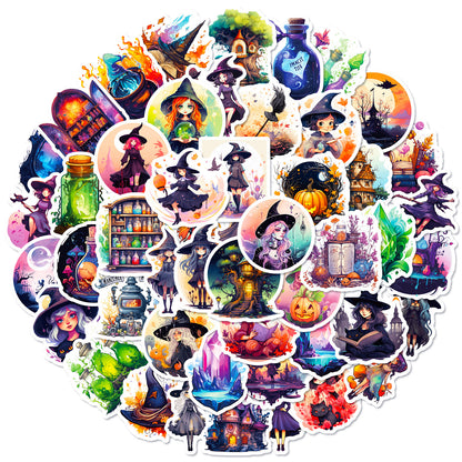 Halloween Stickers – 50pcs Magical Witch DIY Stickers