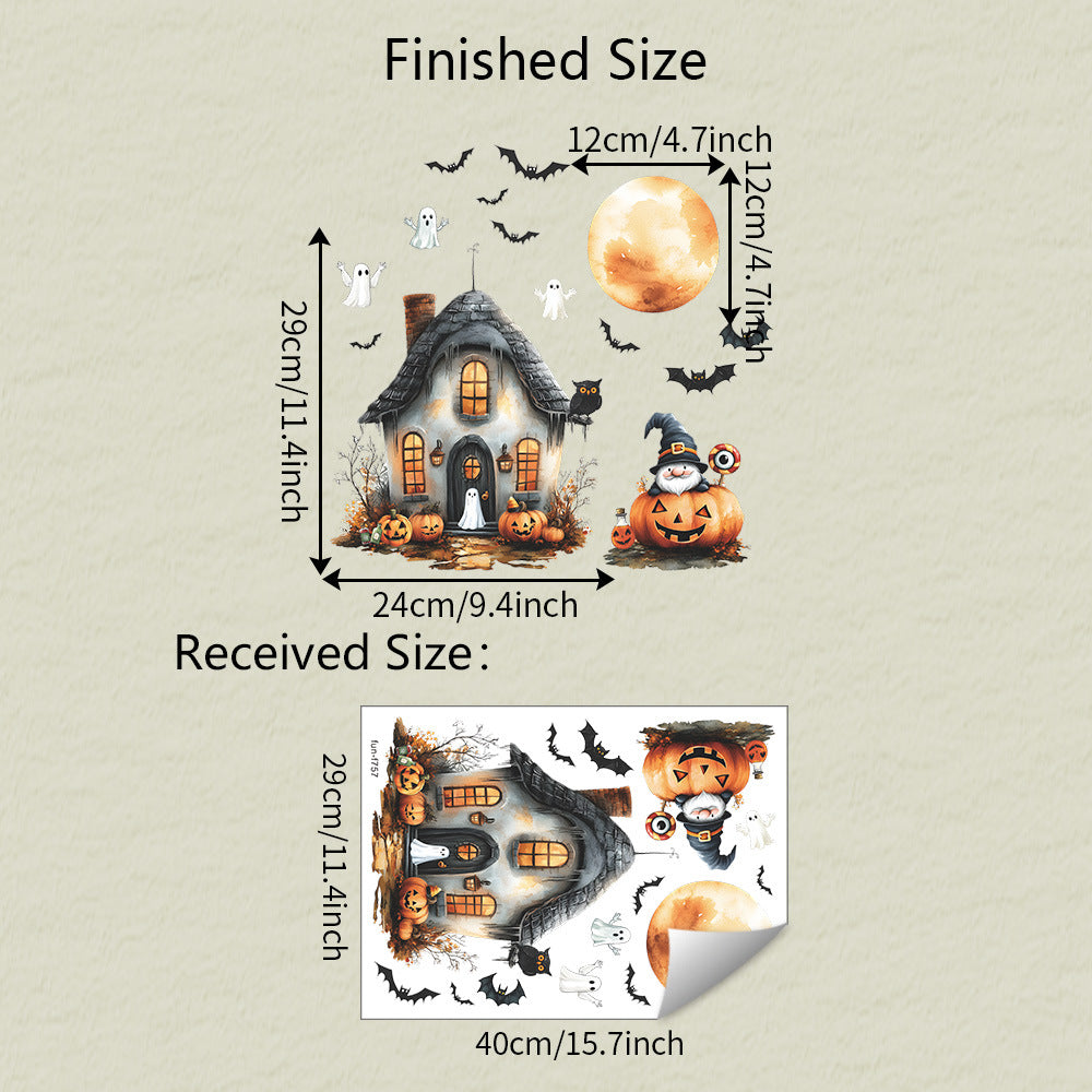 🎃 Halloween Painted House Static Window Stickers – No Glue, Just Spooky Fun 👻 Kawaii Stickers