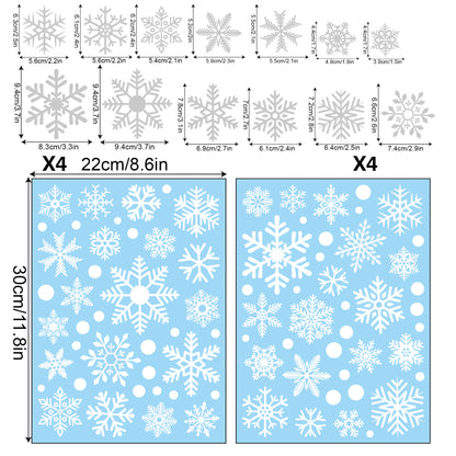 ❄️ Snowflake Window Stickers –8Pack White- Christmas Holiday Glass Décor 🎅✨ Kawaii Stickers
