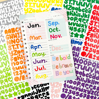 10PCS 0.5 Inch English Alphabet Stickers Small Size Decorative Scrapbook Letter Stickers Waterproof Stickers Kawaii Stickers