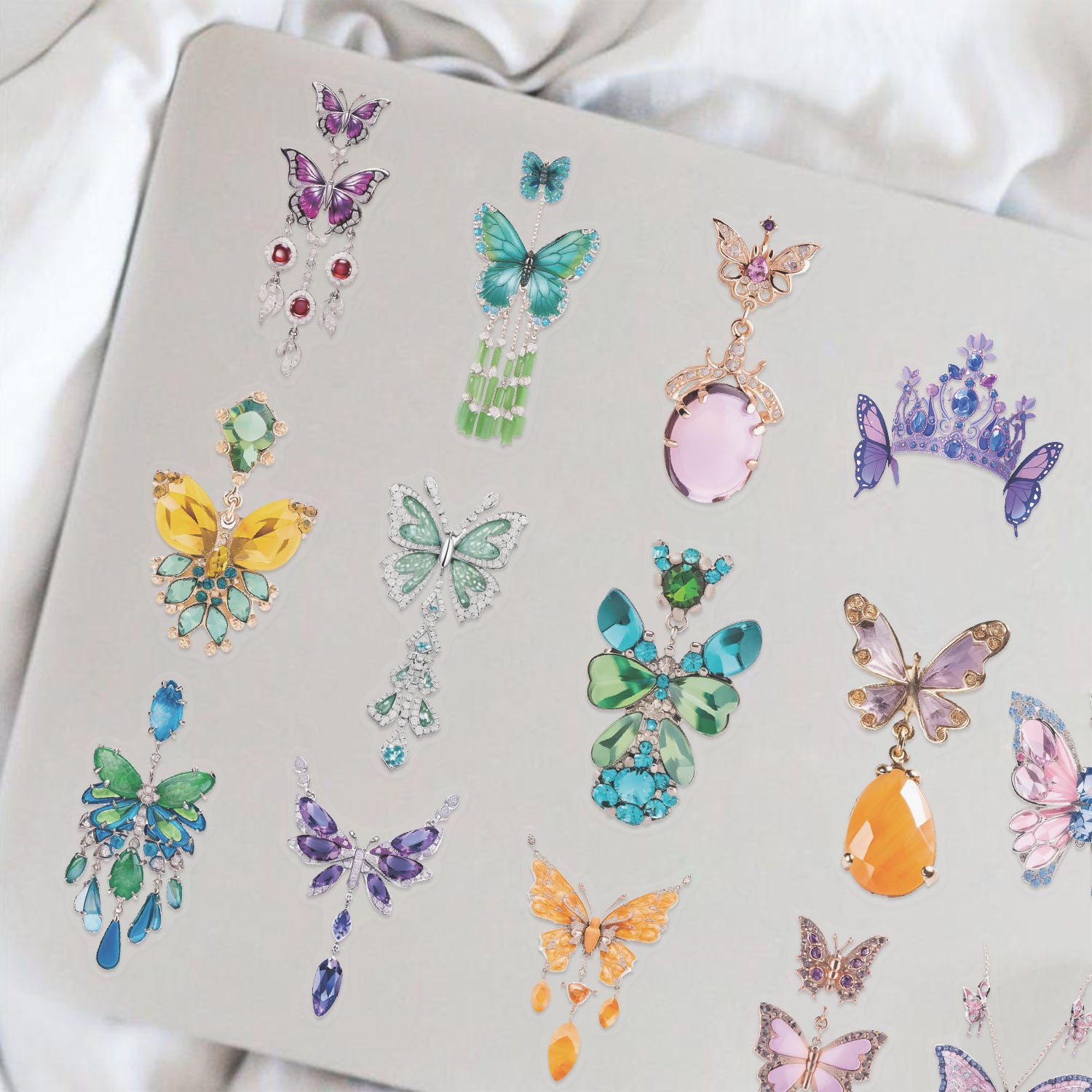 50pcs Transparent Butterfly Stickers 🦋 Waterproof PET, Reusable Planner & Water Bottle Decals Kawaii Stickers