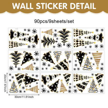 Elegant Gold Christmas Tree Stickers for Window Decor