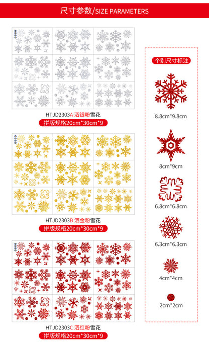 🎄 Christmas Decoration Snowflake Santa Tree Ornaments Window Stickers – Static Cling Glass Decals 🎅❄️