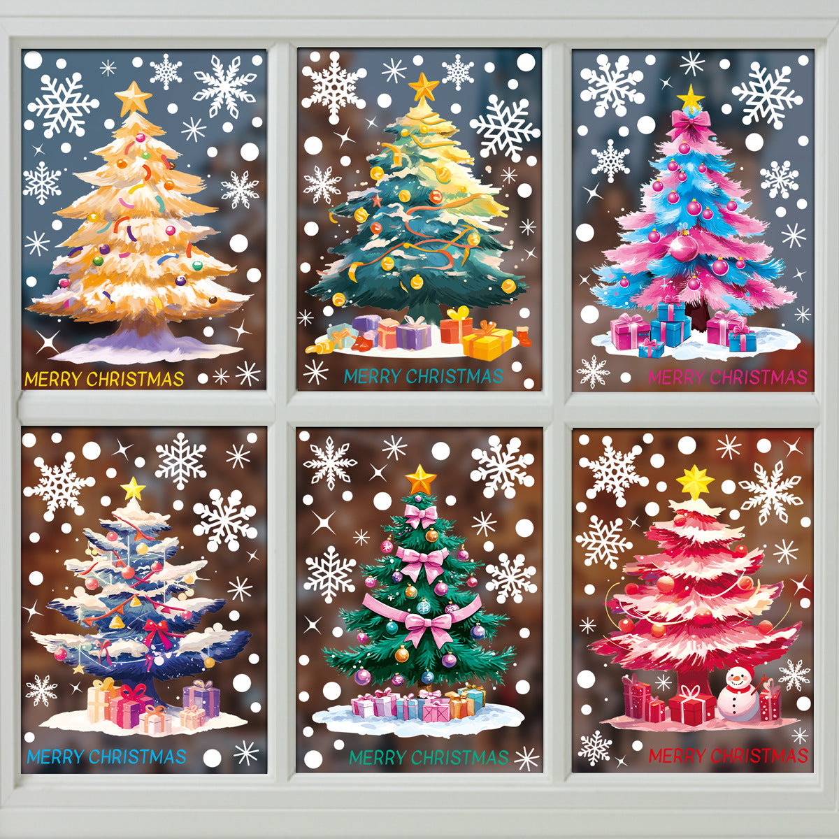 🎄 Christmas Stickers – Holiday Decorations with Christmas Tree, Snowman & Snowflake Window Clings 🎅 BQ545+546+(548-550)+552 Kawaii Stickers