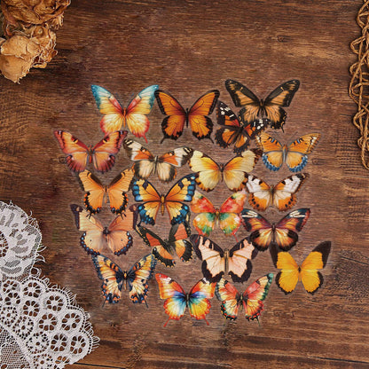 🦋🌈 50pcs Colorful Transparent Butterfly Stickers | Waterproof PET Stickers for Journals, Notebooks, Cups ☕, Guitars & DIY Crafts 🎨✨ Kawaii Stickers